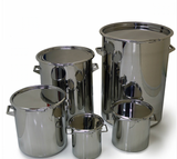 Rustfri beholder til opbevaring med låg, clamp og pakning 1-200L
